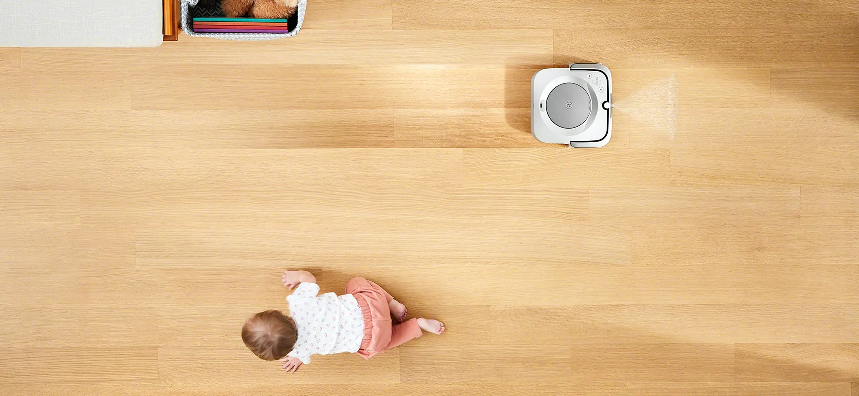 Braava m6 mopping floor while baby is crawling